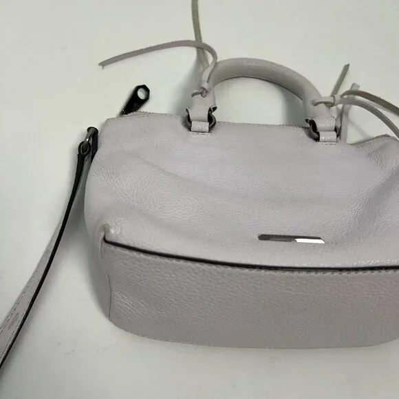 Rebecca Minkoff Purse Micro Moto Satchel Leather Fringe Crossbody Off White - Picture 7 of 15